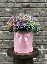 Цветочная композиция из Гипсофила и Розы в шляпной коробке #REPLACE_PRED# Пронске