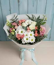 Букет цветов из:  Розы, Лизиантусы и Хризантемы в Пронске