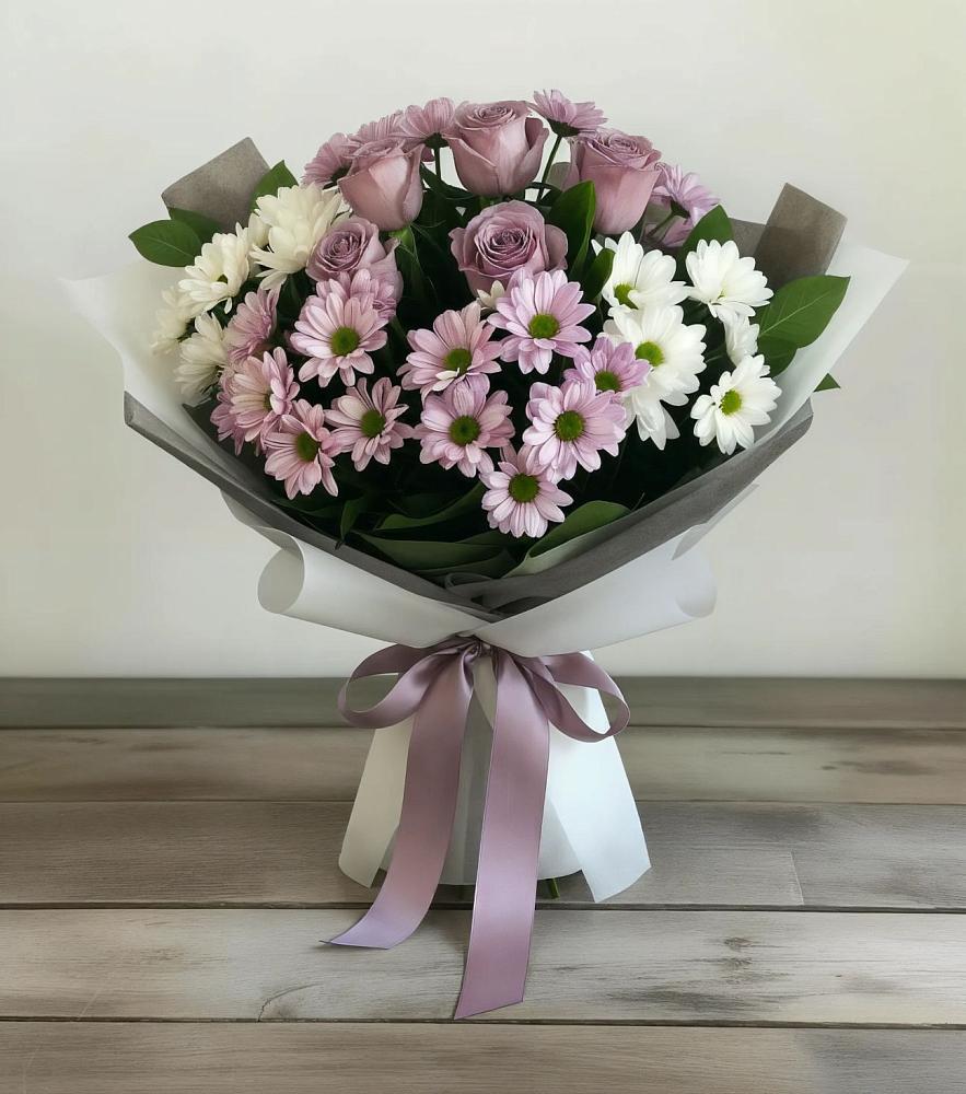 Букет цветов из: Хризантемы и Розы в Пронске