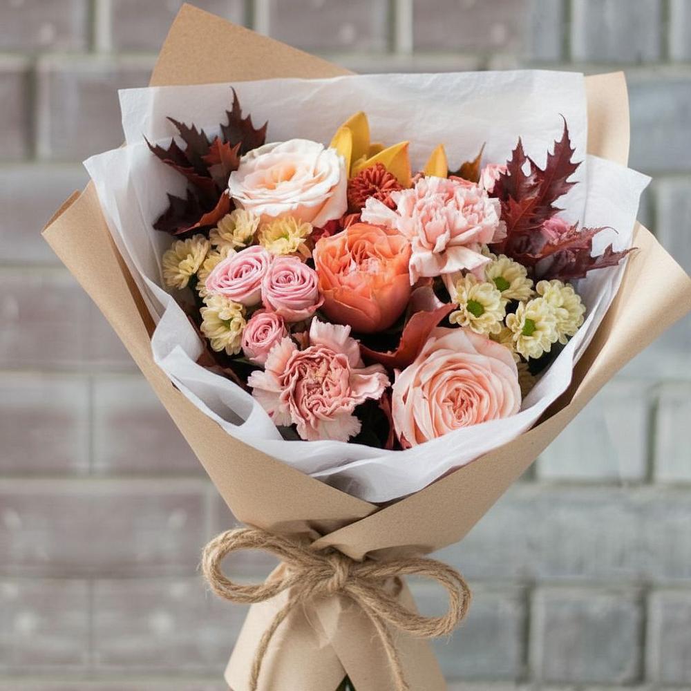 Букет цветов из: Гвоздики, Хризантемы и Розы в Пронске