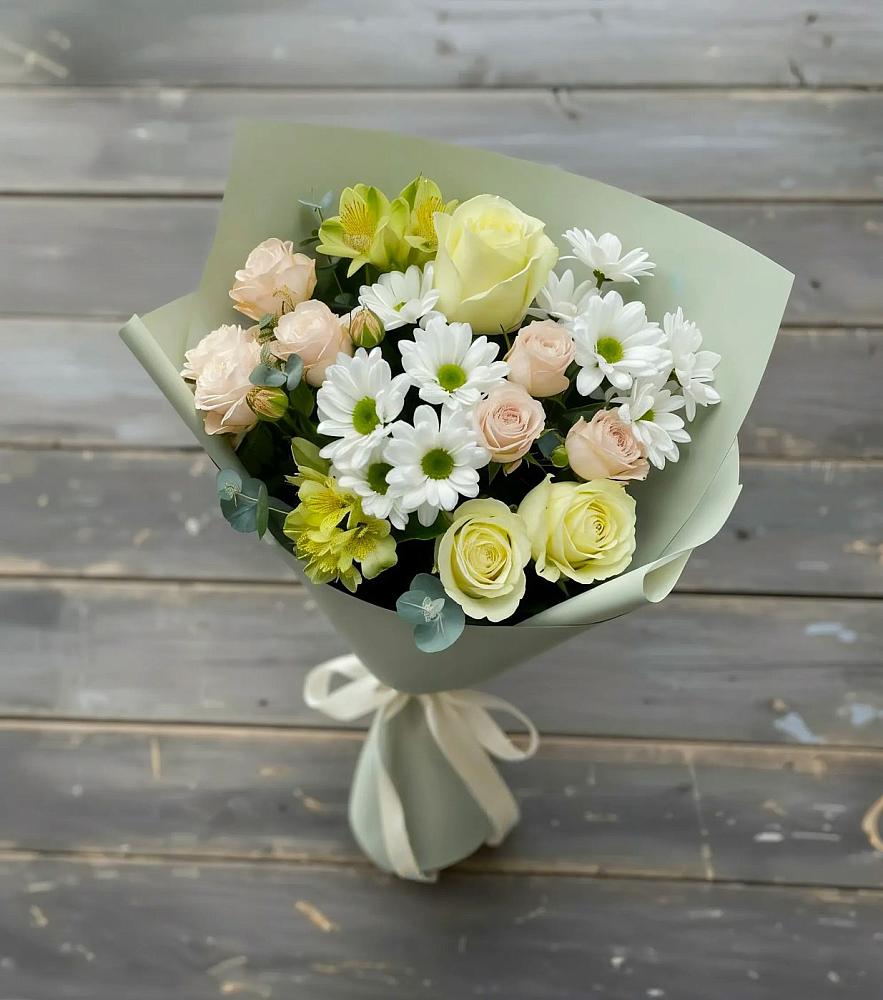 Букет цветов из: Альстромерии, Розы и Хризантемы в Пронске