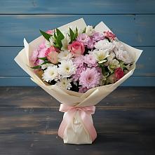 Букет цветов из:  Хризантемы, Альстромерии и Розы в Пронске