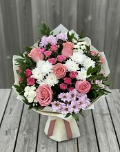 Букет цветов из:  Альстромерии, Гвоздики, Розы и Хризантемы #REPLACE_PRED# Пронске