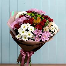 Букет цветов из:  Розы, Хризантемы и Альстромерии в Пронске