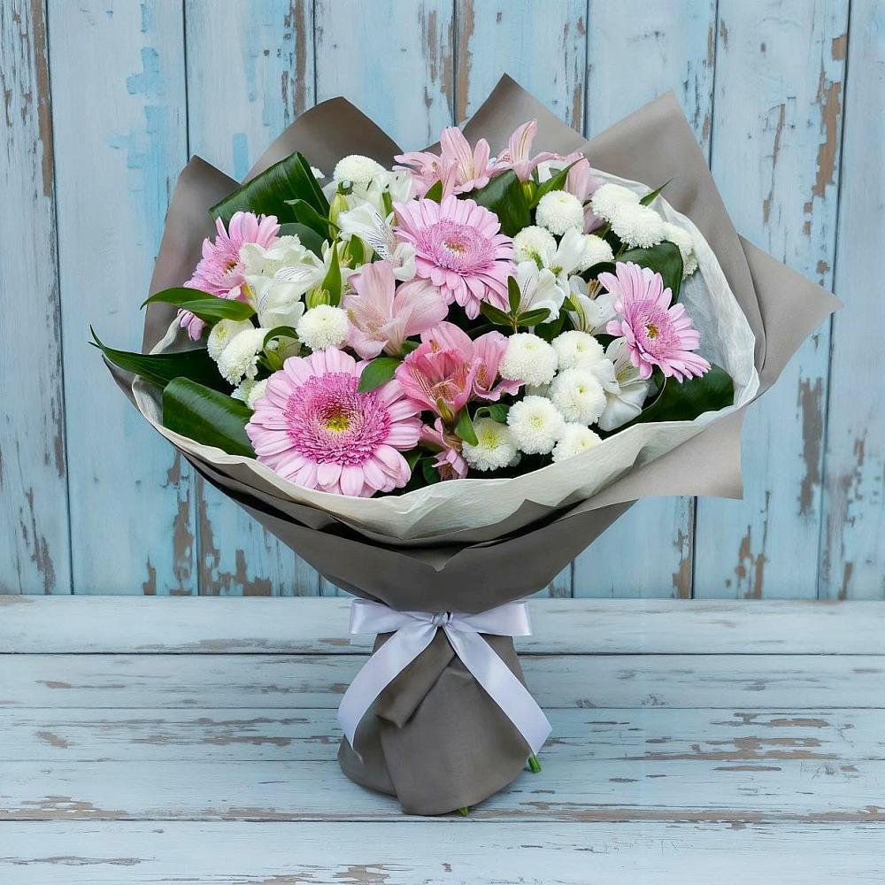 Букет цветов из: Герберы, Альстромерии и Хризантемы в Пронске