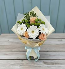 Букет цветов из:  Герберы, Розы и Хризантемы в Пронске